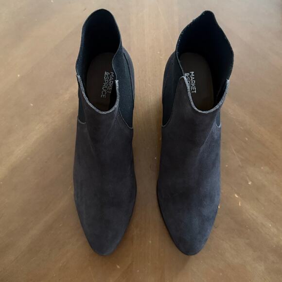 Market & Spruce Lily Stretch Gore Suede Bootie Dark Gray Chelsea Boot Size 9.5 - Picture 2 of 10
